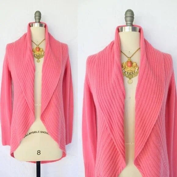 Lilly Pulitzer 100% Cashmere Cardigan Cacoon Wrap Pink Size Large - Picture 4 of 6